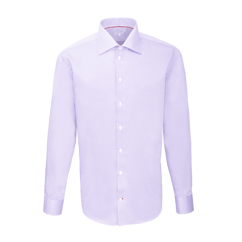 Dress shirt CROATA Brijuni Classic Regular Solid textured Lilac  Cotton 100%  Long sleeve